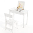 2-in-1 Kids Vanity Makeup Table and Chair Set with Flip Top Mirror-White
