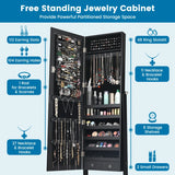 Lockable Mirrored Jewelry Cabinet Armoire Storage Organizer Box-Black