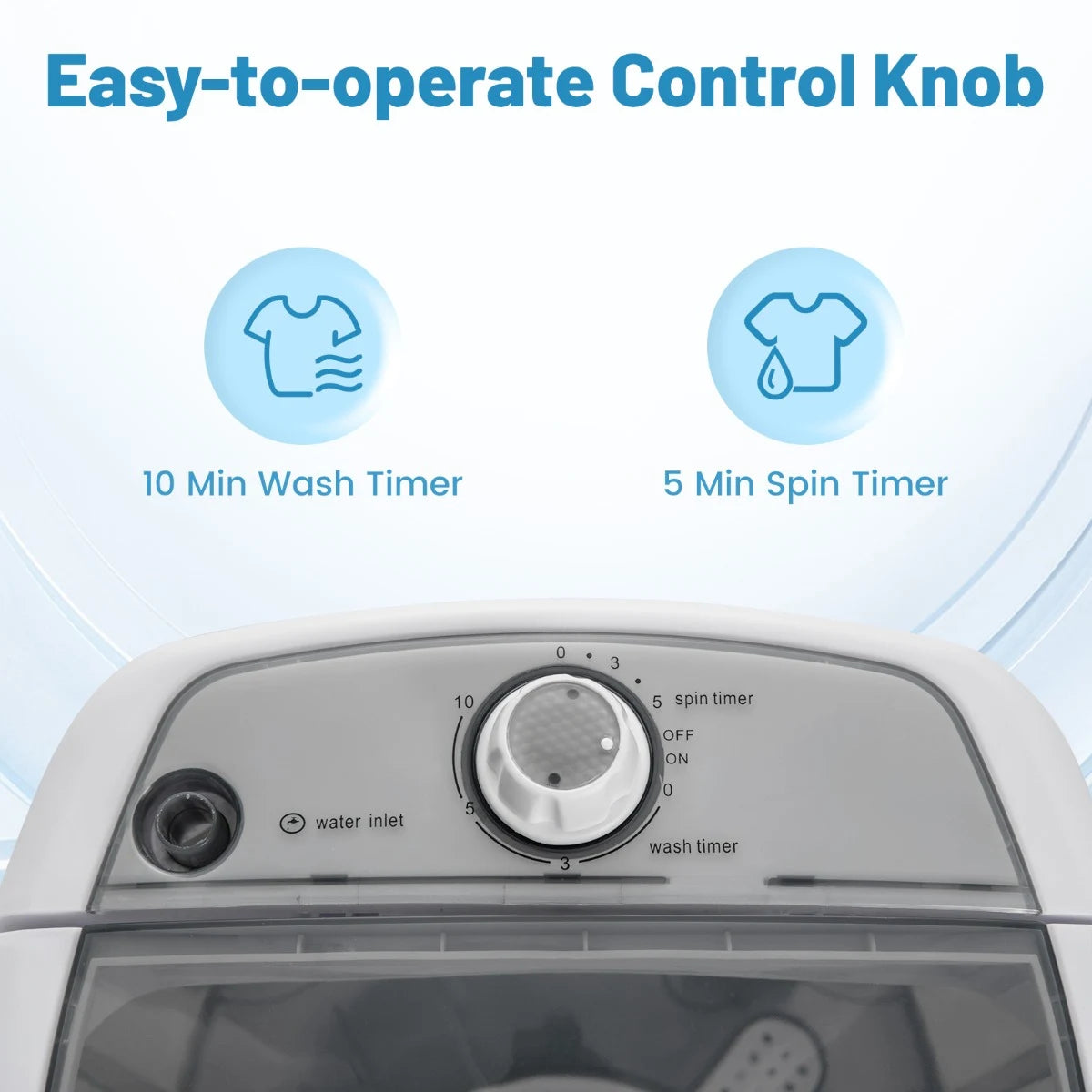 2 in 1 Mini Single Tub Washer Semi-automatic Spin Dryer-Grey