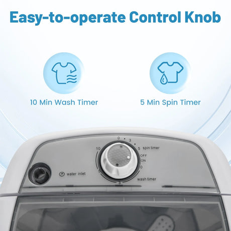 2 in 1 Mini Single Tub Washer Semi-automatic Spin Dryer-Grey