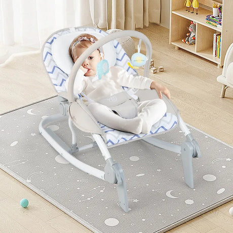 2-In-1 Portable Baby Rocker with Adjustable Backrest and Safety Belt-Grey