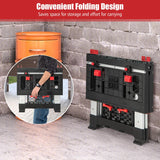 Portable Folding Workbench with Adjustable Height for Garage Home-Black & Red