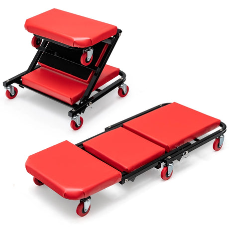 Assembly table 2-in-1 folding workshop table 93 x 42 x 14.5 cm black + red