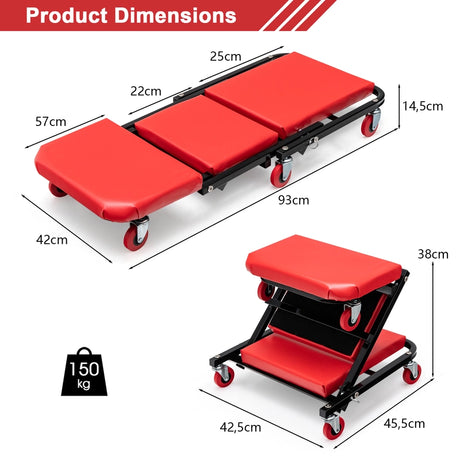 Assembly table 2-in-1 folding workshop table 93 x 42 x 14.5 cm black + red