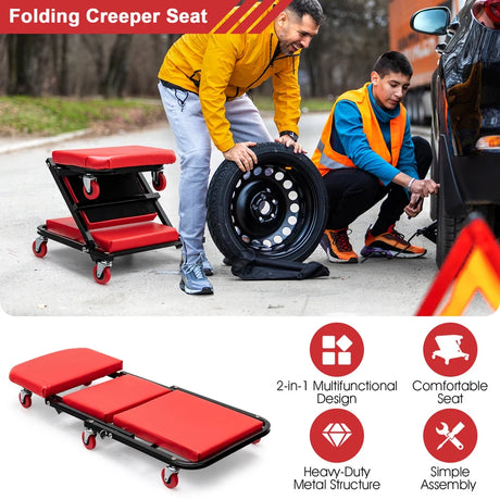 Assembly table 2-in-1 folding workshop table 93 x 42 x 14.5 cm black + red