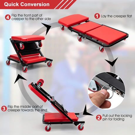 Assembly table 2-in-1 folding workshop table 93 x 42 x 14.5 cm black + red