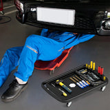 2 in 1 Rolling Tool Tray Height Adjustable Work Table Removable Tray Rolling Tool Cart Capacity 60 kg Black