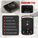 2 in 1 Rolling Tool Tray Height Adjustable Work Table Removable Tray Rolling Tool Cart Capacity 60 kg Black