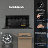 Wall-mounted Folding Workbench with Pegboard-Black
