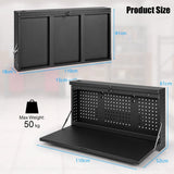 Wall-mounted Folding Workbench with Pegboard-Black