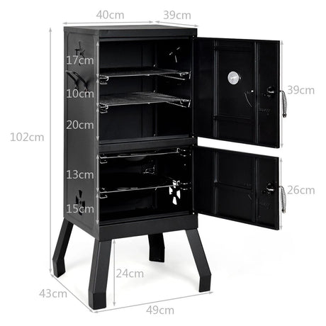 Vertical 2-tier Outdoor Barbeque Grill with Temperature Gauge
