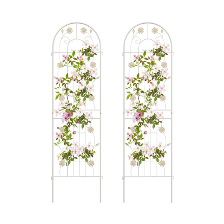2 Pack 71 x 20 Inch Metal Garden Trellis Rustproof Plant Support for Climbing Plants-White