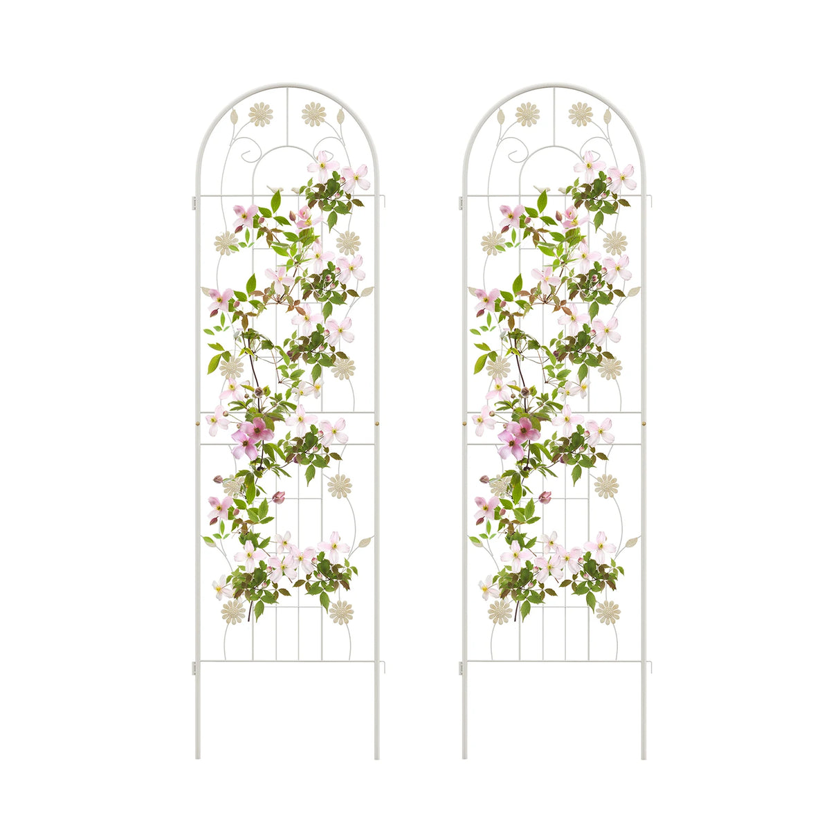2 Pack 71 x 20 Inch Metal Garden Trellis Rustproof Plant Support for Climbing Plants-White