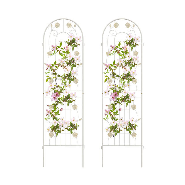 2 Pack 71 x 20 Inch Metal Garden Trellis Rustproof Plant Support for Climbing Plants-White