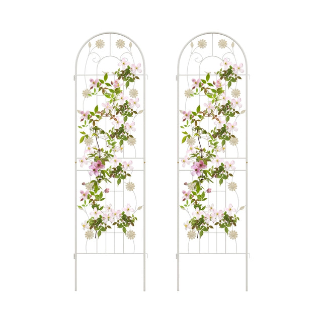 2 Pack 86.5 x 20 Inches Metal Garden Trellis for Climbing Plants-White