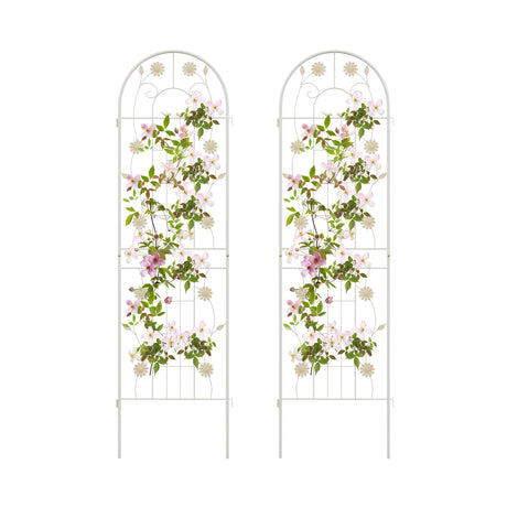 2 Pack 86.5 x 20 Inches Metal Garden Trellis for Climbing Plants-White