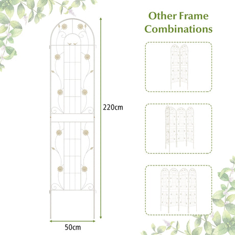 2 Pack 86.5 x 20 Inches Metal Garden Trellis for Climbing Plants-White