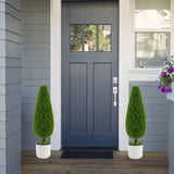 2 Pack 90cm Artificial Cedar Teardrop Shaped Bush-Green