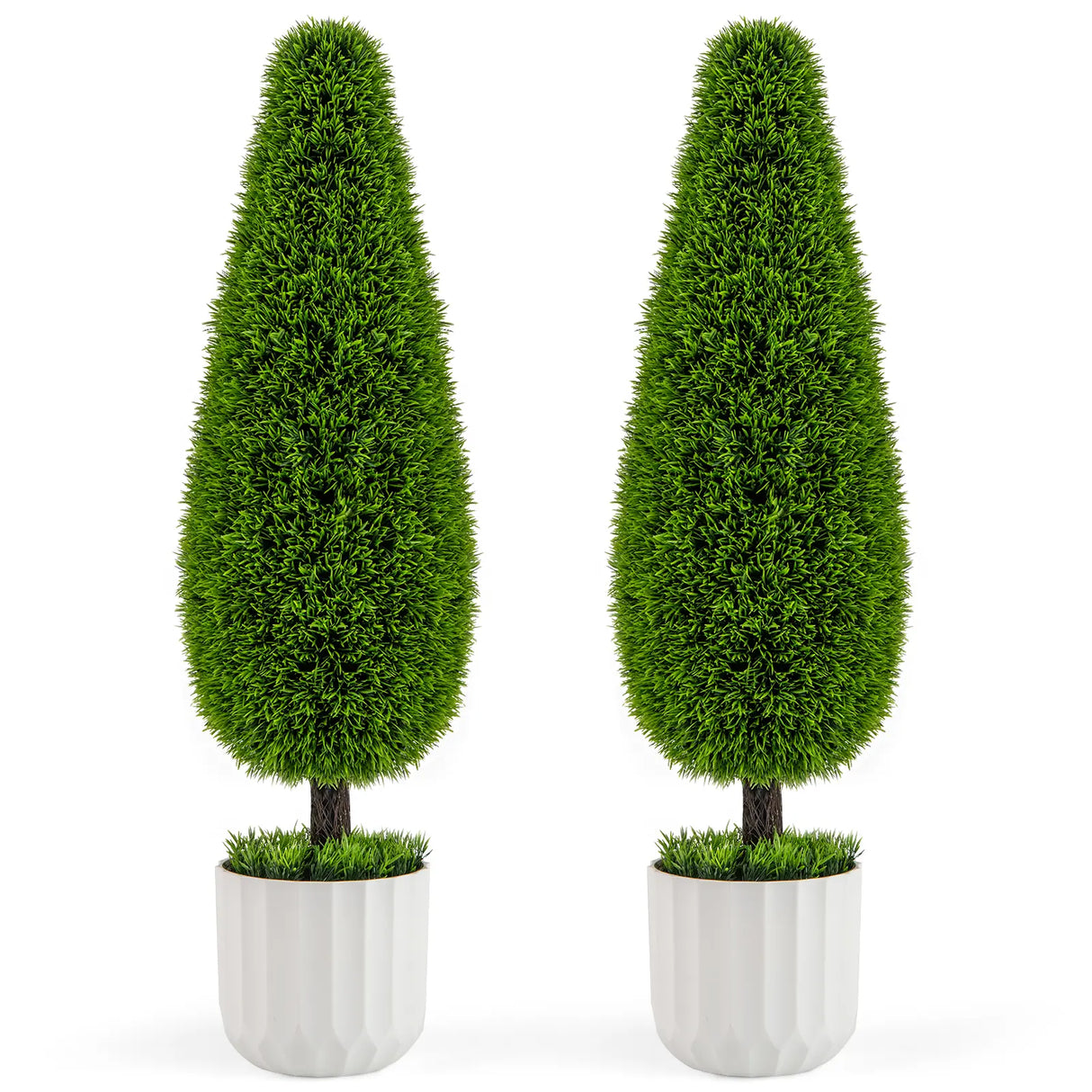 2 Pack 90cm Artificial Cedar Teardrop Shaped Bush-Green
