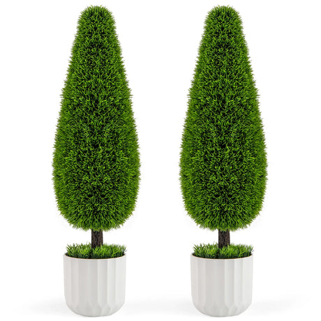 2 Pack 90cm Artificial Cedar Teardrop Shaped Bush-Green