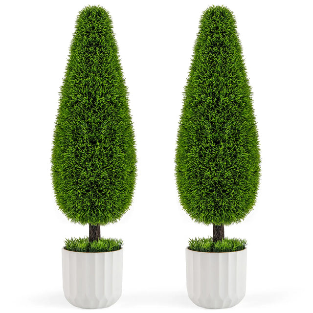 2 Pack 90cm Artificial Cedar Teardrop Shaped Bush-Green