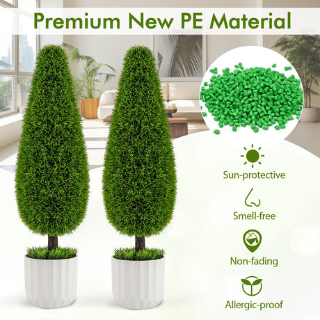 2 Pack 90cm Artificial Cedar Teardrop Shaped Bush-Green
