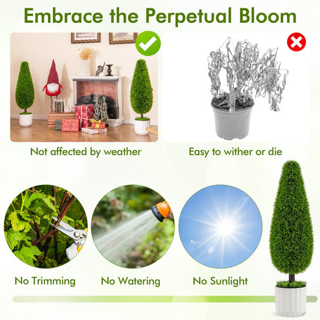 2 Pack 90cm Artificial Cedar Teardrop Shaped Bush-Green