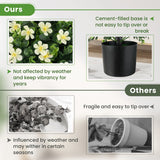 2 Pack Artificial Boxwood Topiary Ball Tree with Flowers and Plastic Nursery Pot-White