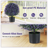 2 Pack Faux Shrub Bushes with Flowers and Plastic Nursery Pot-Purple