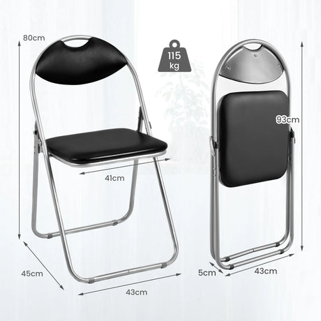 2/4/6 Pieces Portable Folding Dining Chairs Set with Carrying Handles-Set of 2