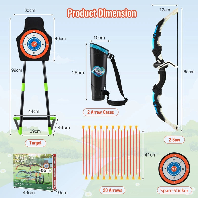 2 Pack Kids Bow and Arrow Set LED Illuminated Archery Toy Set