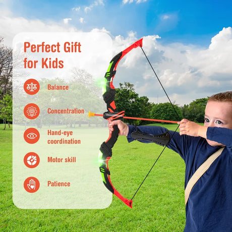 2 Pack Kids Bow and Arrow Set LED Illuminated Archery Toy Set