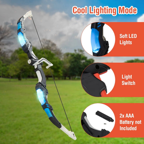 2 Pack Kids Bow and Arrow Set LED Illuminated Archery Toy Set