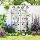 2 Pack 71 x 20 Inch Metal Garden Trellis Rustproof Plant Support for Climbing Plants-Green