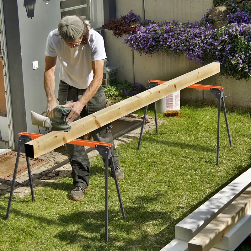 2 x sawhorse work trestle foldable scaffolding trestle can hold up to 500 kg 96.5 x 47 x 76 cm