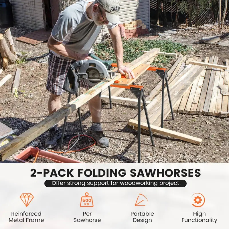 2 x sawhorse work trestle foldable scaffolding trestle can hold up to 500 kg 96.5 x 47 x 76 cm