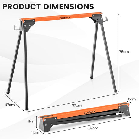 2 x sawhorse work trestle foldable scaffolding trestle can hold up to 500 kg 96.5 x 47 x 76 cm