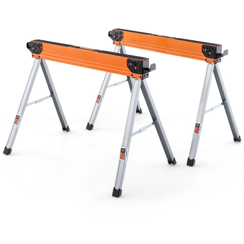 Set of 2 sawhorses, foldable, portable workhorses, load capacity up to 500 kg