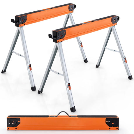 Set of 2 sawhorses, foldable, portable workhorses, load capacity up to 500 kg