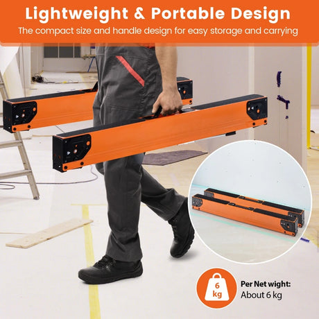 Set of 2 sawhorses, foldable, portable workhorses, load capacity up to 500 kg