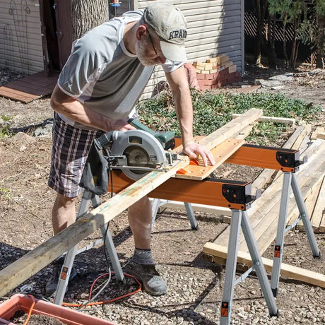 Set of 2 sawhorses, foldable, portable workhorses, load capacity up to 500 kg