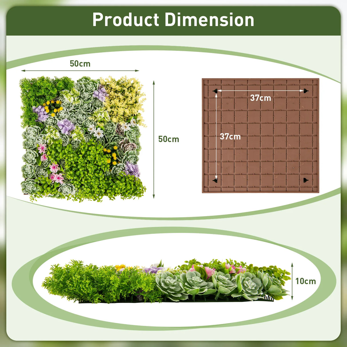 50 x 50 cm 3D Hanging Succulents with 10 Types of Mixed Faux Plants