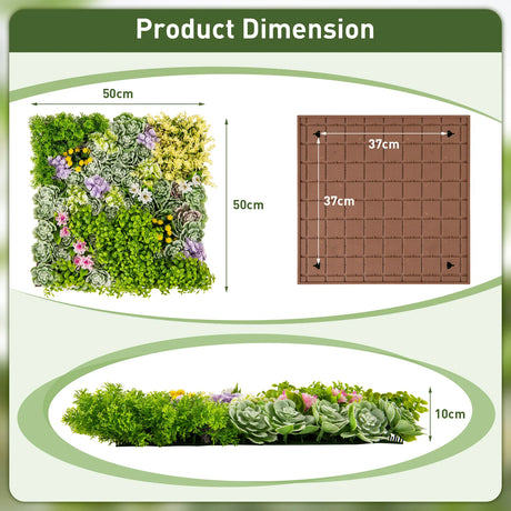 50 x 50 cm 3D Hanging Succulents with 10 Types of Mixed Faux Plants