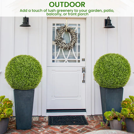 2 Pieces Artificial Plant Boxwood Topiary Ball-M