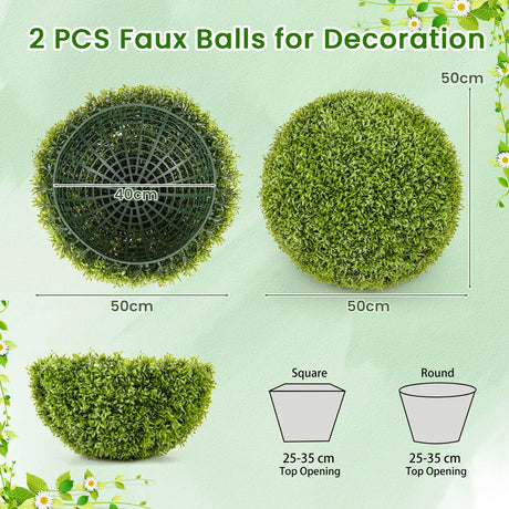 2 Pieces Artificial Plant Boxwood Topiary Ball-M