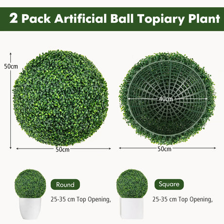 2 Pieces 39CM/50CM Artificial Decorative Plant Milan Grass Ball-M