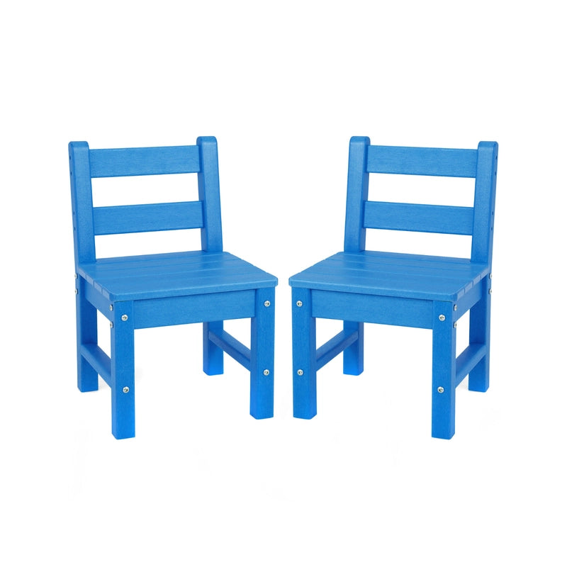 2 Pieces Kids Learning Chair set with Backrest-Blue
