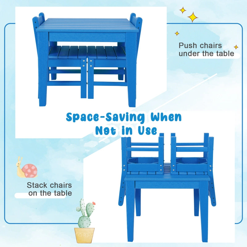 2 Pieces Kids Learning Chair set with Backrest-Blue
