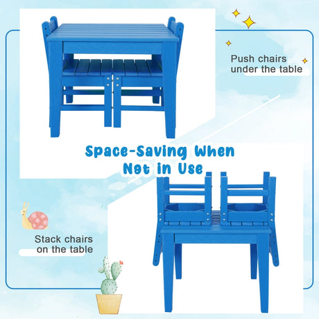 2 Pieces Kids Learning Chair set with Backrest-Blue