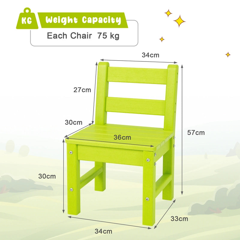 2 Pieces Kids Learning Chair set with Backrest-Green